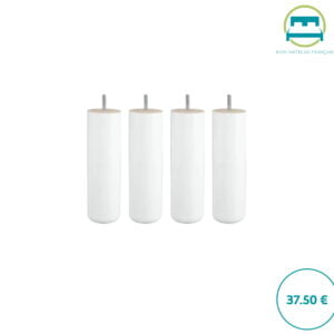 Jeu de 4 pieds de lit en bois cylindriques de 20cm - Blanc