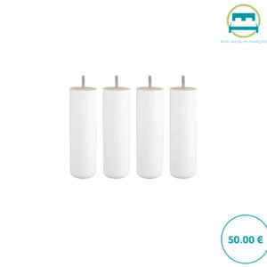 Jeu de 4 pieds de lit en bois cylindriques de 25cm - Blanc