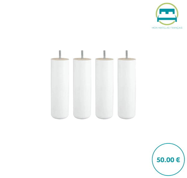Jeu de 4 pieds de lit en bois cylindriques de 25cm – Image 2