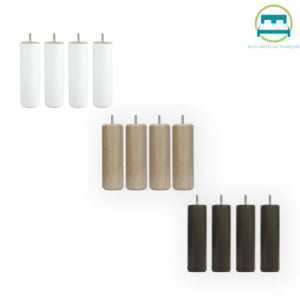 Jeu de 4 pieds de lit en bois cylindriques de 25cm
