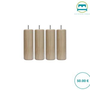 Jeu de 4 pieds de lit en bois cylindriques de 25cm - Naturel
