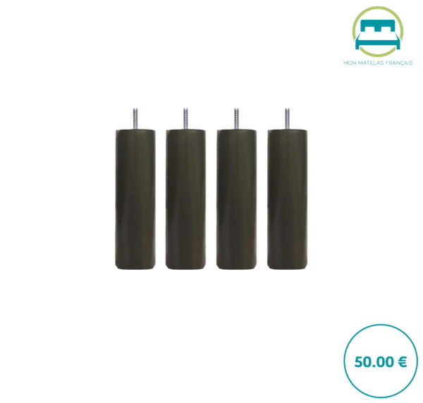 Jeu de 4 pieds de lit en bois cylindriques de 25cm – Image 4