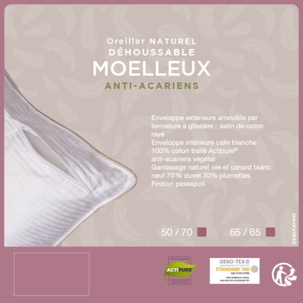 Oreiller NATUREL- moelleux Lestra Fjord – Image 3