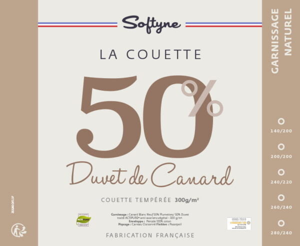 Couette 50% Duvet Softyne